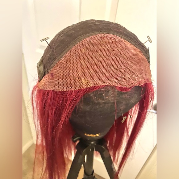 Human Hair Lace Front Red 99J Wig - Picture 7 of 7